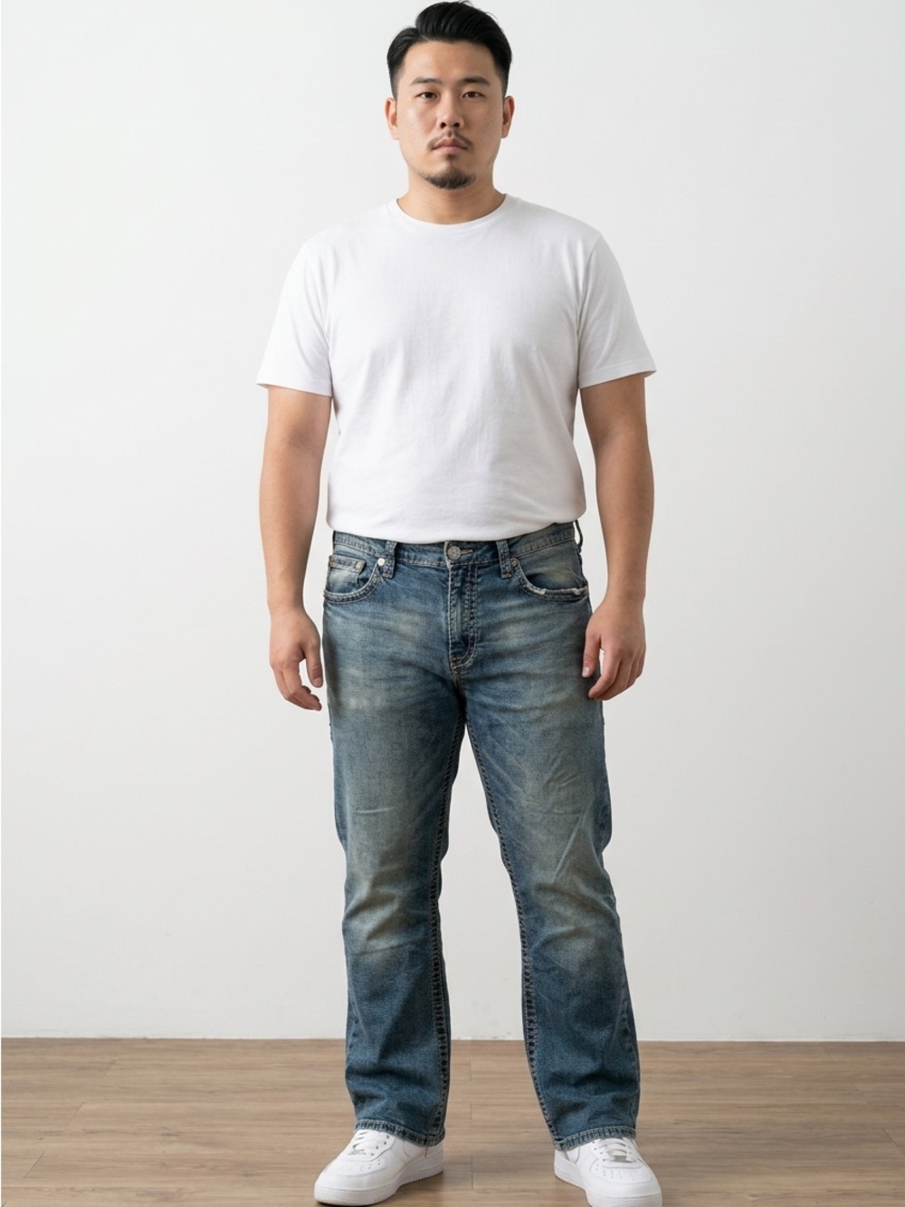 Lee Men's Straight Jeans in Faded Blue Denim